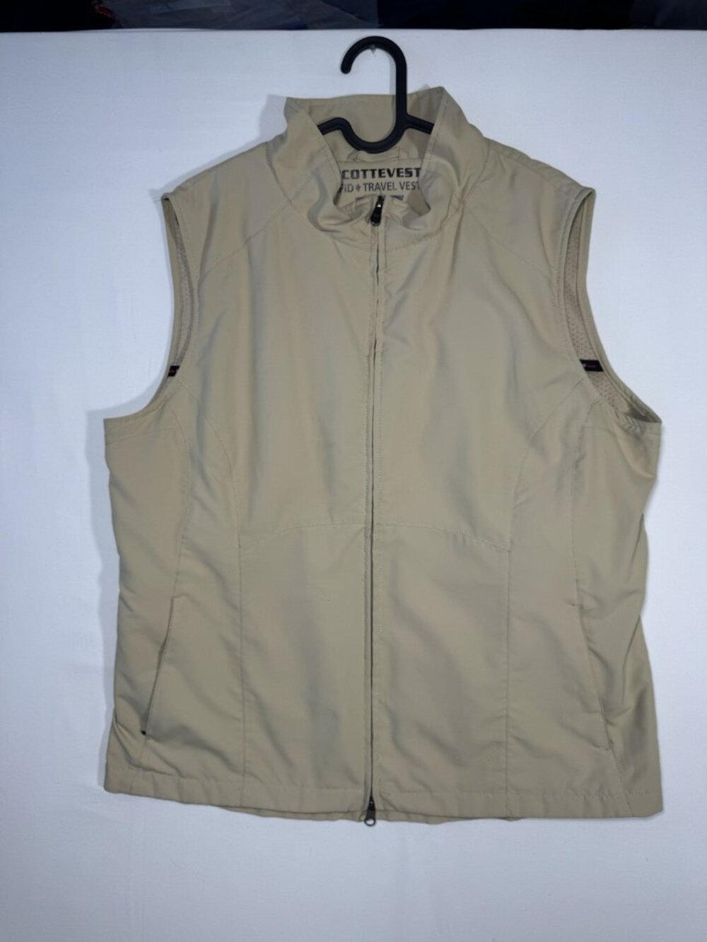 SCOTTeVEST Vest Womens XL Beige RFID Travel Full Zip Pockets Utility Lined